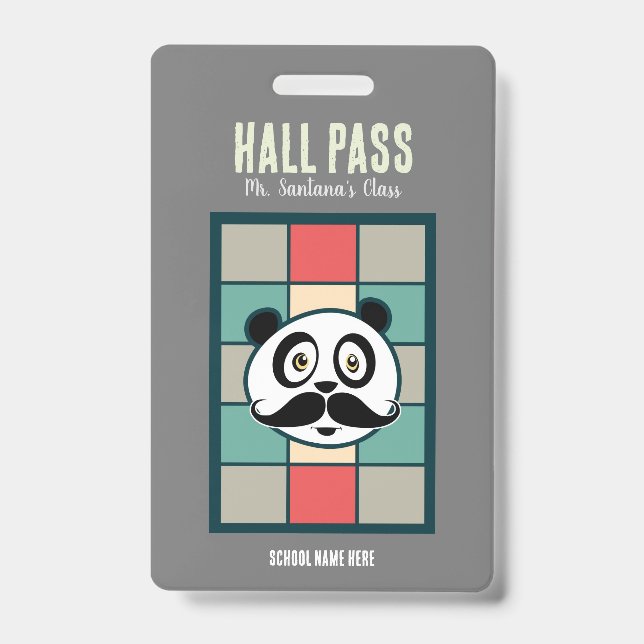 Crachá de Hall Pass do Panda Bigodudo (Frente)