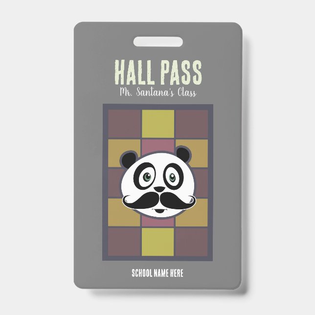 Crachá de Hall Pass do Panda Bigodudo (Frente)