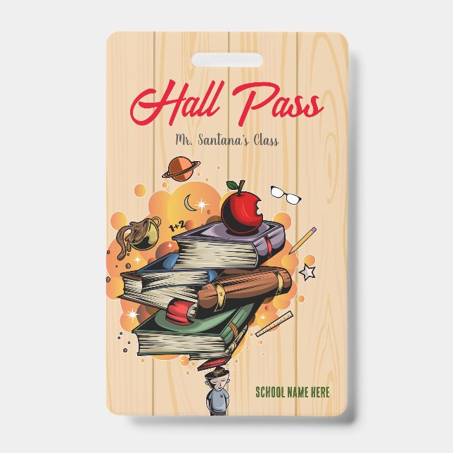 Crachá de Hall Pass Inteligente em Livros (Frente)