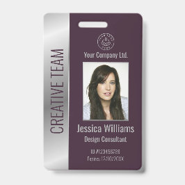 Crachá de ID Burgundy Prata Personalizado para Fun