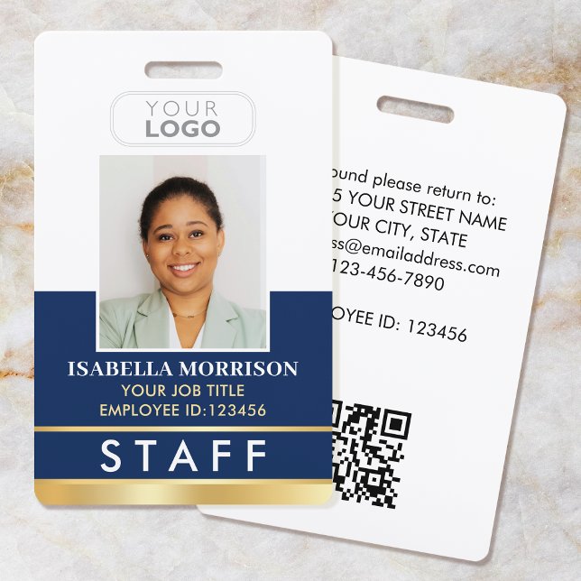 Crachá de ID com Foto da Equipe Logotipo Elegante  (Criador carregado)
