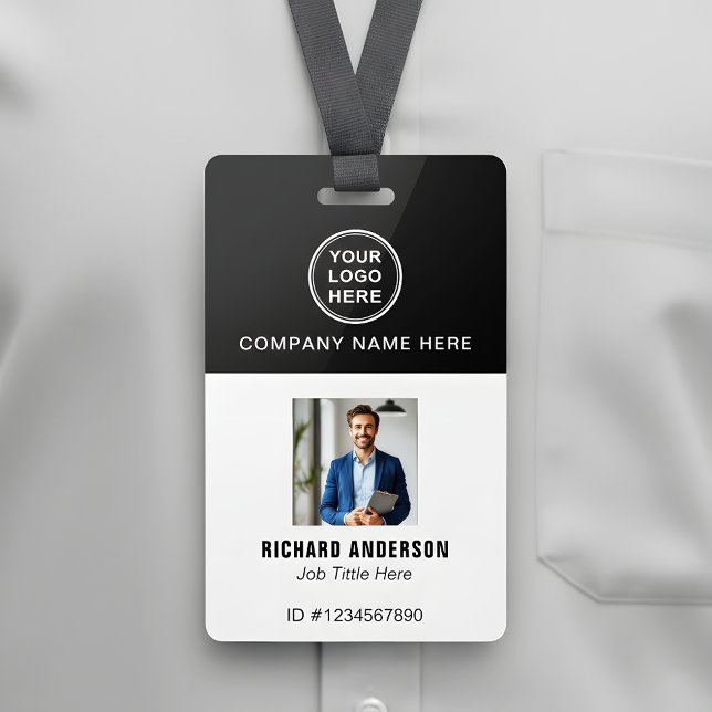 Crachá de ID com Foto, Nome e Código QR de Funcion (Criador carregado)