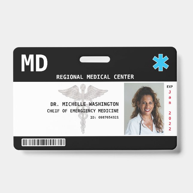 Crachá de ID com Foto Personalizada do Funcionário (Frente)