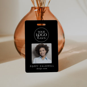 Crachá de ID comercial com código QR de foto de lo