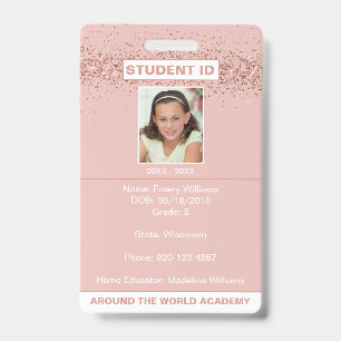 Crachá de ID de Aluno de Ensino Domiciliar Rose Go