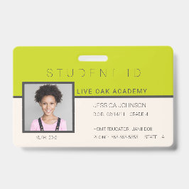 Crachá de ID de Aluno em Casa | Doodles Verde