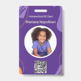 Crachá de ID de Aluno em Ensino Domiciliar | Roxo 