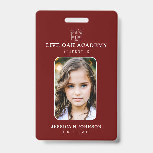 Crachá de ID de Aluno Ensino Domiciliar Vermelho