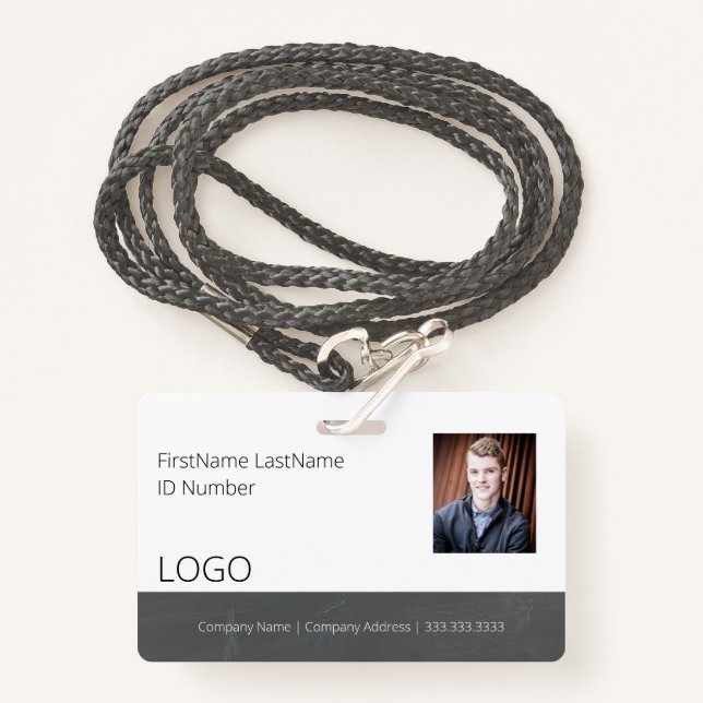 Crachá de ID de aparência do quadro de funcionário (Frente com cordão)