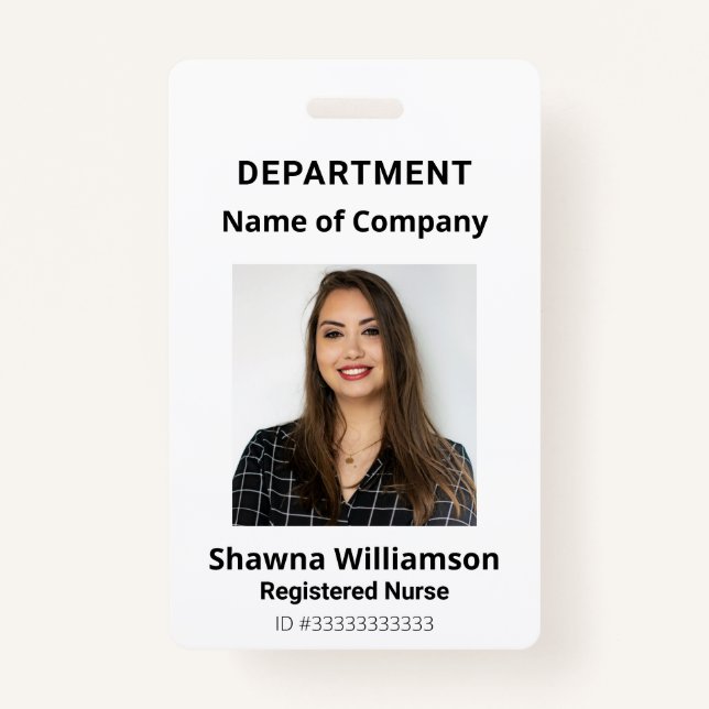 Crachá de ID de código de Bar de fotografia branco (Frente)