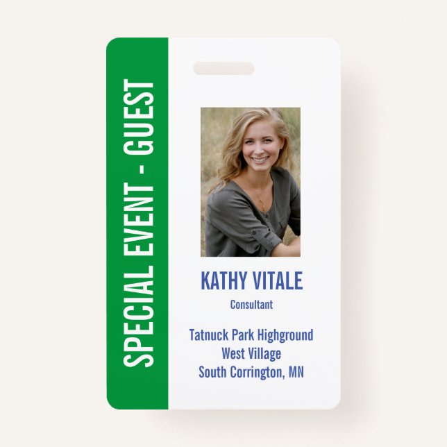 Crachá de ID de Convidado de Evento de Golf Especi (Frente)