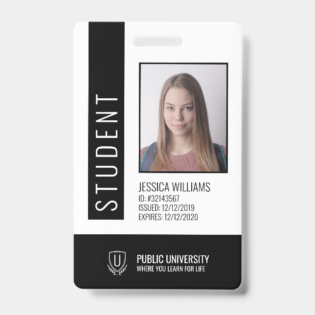 Crachá de ID de Estudante da Universidade de Moder (Frente)