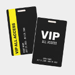 Crachá de ID de Evento de Passagem de Todos os Ace<br><div class="desc">Crachá de ID de Evento de Passagem de Todos os Acessos de VIP Preto Simples. Crachá personalizado VIP modelo personalizado editável que pode ser usado como um passe de bastidores para convidados especiais.</div>