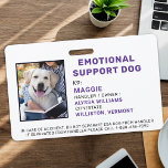 Crachá de ID de Foto de Cão de Suporte Personaliza<br><div class="desc">Cachorro de suporte emocional - Identifique facilmente o seu cão como um AEE, ao mesmo tempo que mantém o seu cão focado e cortado em distrações enquanto trabalha com um destes crachás de identificação de cães do AEE k9. Apesar de não ser necessário, um crachá de ID de cão de...</div>