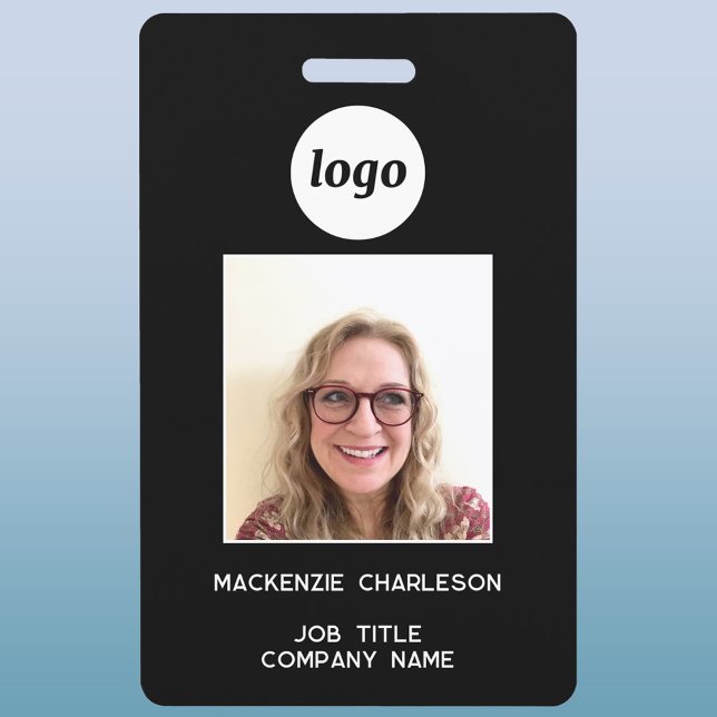 Crachá de ID de foto de logotipo simples (Modern company employee photo ID name badge nametag)