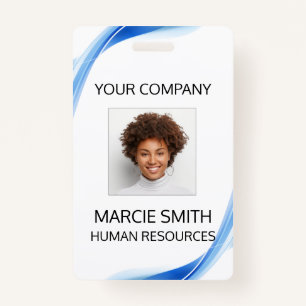 Crachá de ID de Foto do Estilo de Onda Azul