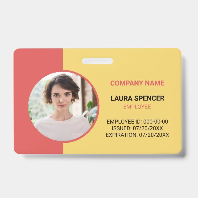 Crachá de ID de Foto do Funcionário Horizontal (Frente)