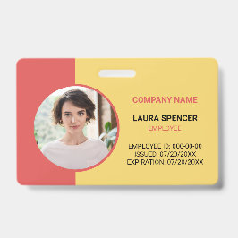 Crachá de ID de Foto do Funcionário Horizontal