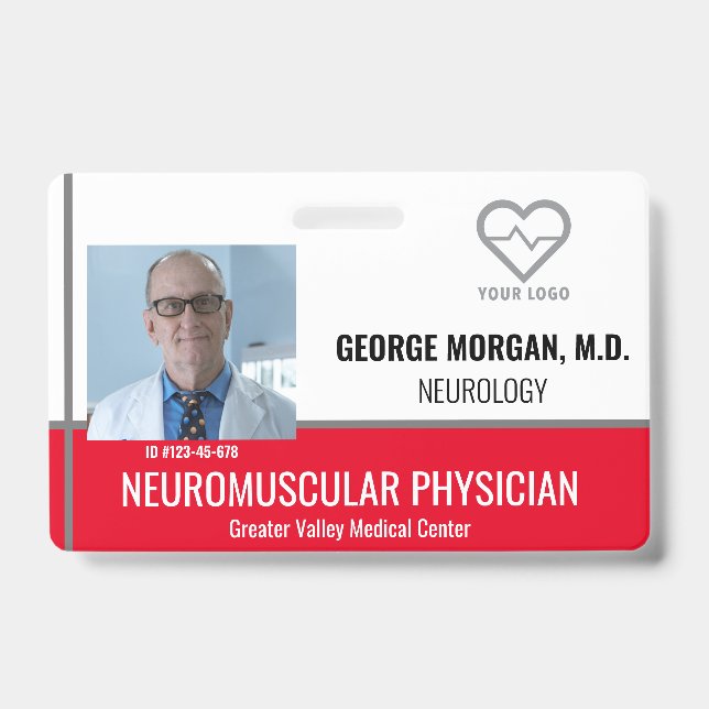 Crachá de ID de Foto do Funcionário Hospitalar com (Frente)