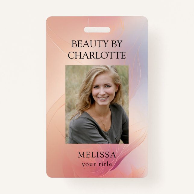 Crachá de ID de Foto do Funcionário Moderno (Frente)