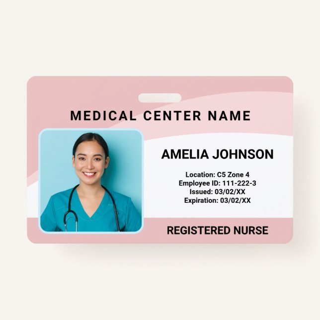 Crachá de ID de Foto do Funcionário Personalizado  (Frente)