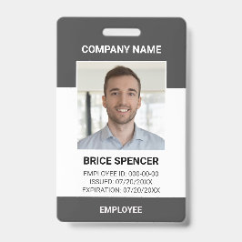 Crachá de ID de Foto Moderno de Funcionário Simple