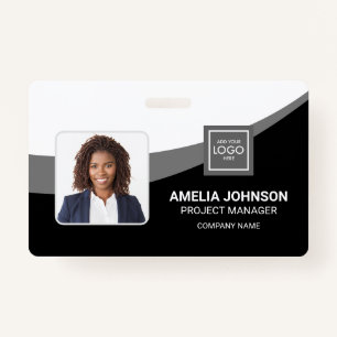 Crachá de ID de Foto Moderno de Funcionário Simple