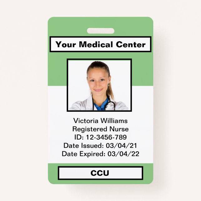 Crachá de ID de Foto Personalizado do Funcionário (Frente)