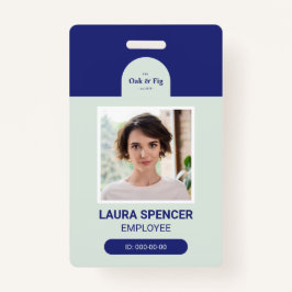 Crachá de ID de Foto Profissional Azul e Mint