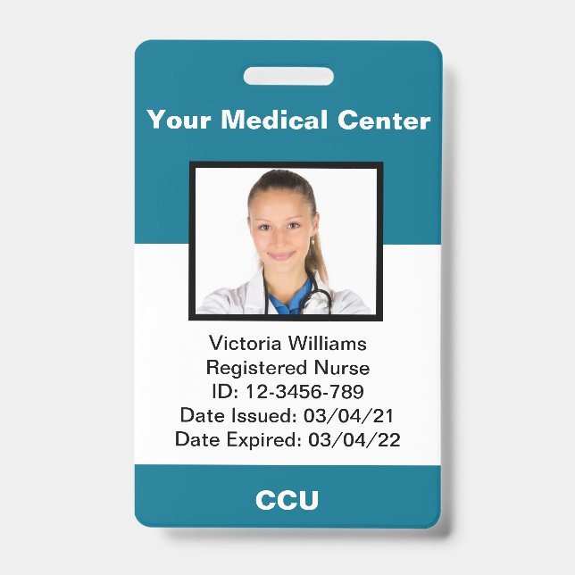 Crachá de ID de Fotografia de Funcionário Médico P (Frente)