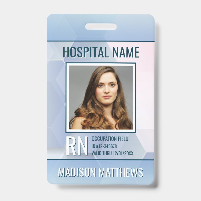 Crachá de ID de Fotografia de Funcionário Médico P (Frente)