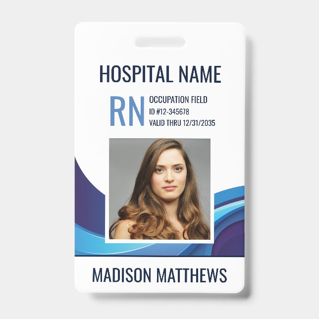 Crachá de ID de Fotografia de Funcionário Médico P (Front)