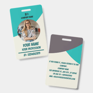 Crachá de ID de Funcionário Azul Personalizado