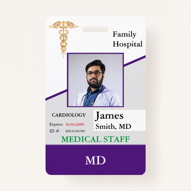 Crachá de ID de funcionário médico personalizado + (Frente)