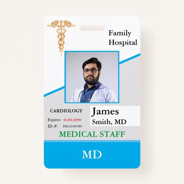 Crachá de ID de funcionário médico personalizado + (Frente)
