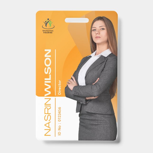 Crachá de ID de Funcionário Personalizado (Frente)