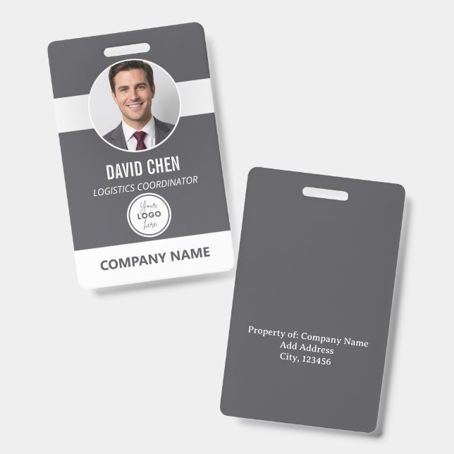 Crachá de ID de Funcionário Personalizado com Foto (Frente e verso)