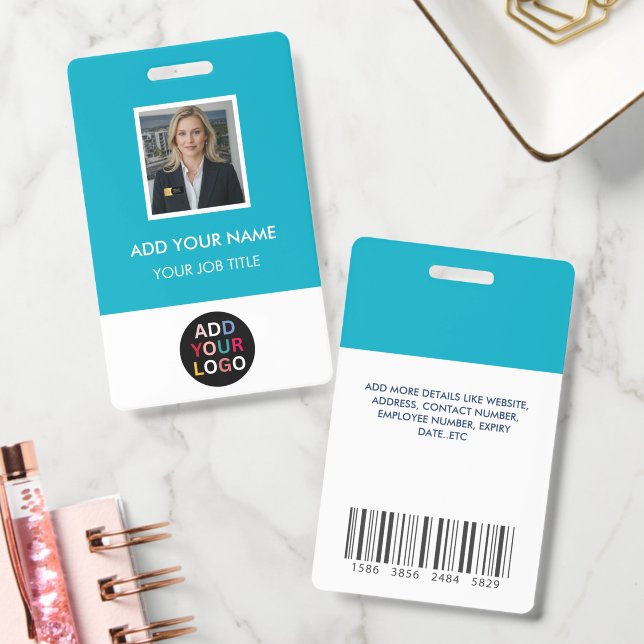 Crachá de ID de Funcionário Personalizado com Foto (Escritório)