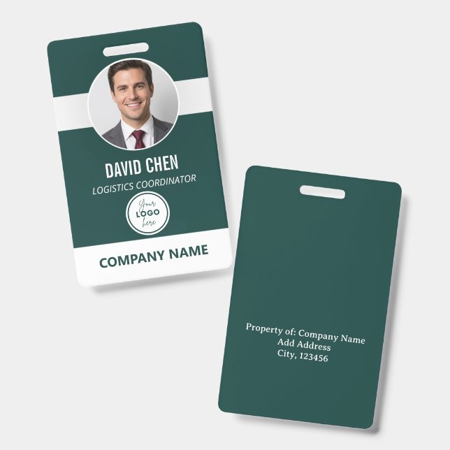 Crachá de ID de Funcionário Personalizado com Foto (Frente e verso)