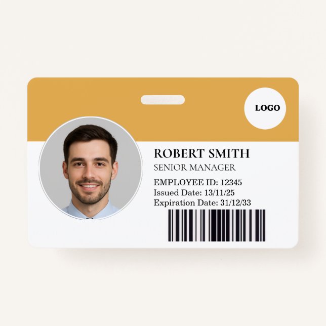 Crachá de ID de Funcionário Personalizado com Foto (Frente)