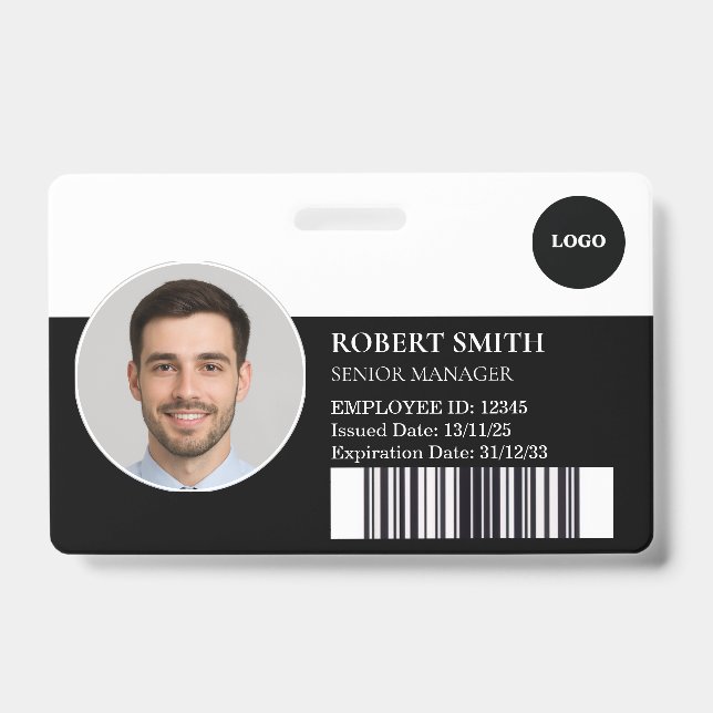 Crachá de ID de Funcionário Personalizado com Foto (Frente)