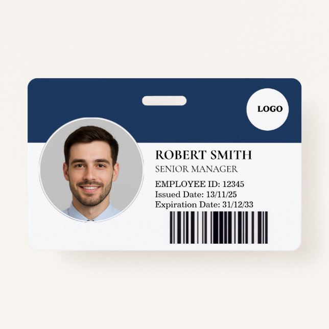 Crachá de ID de Funcionário Personalizado com Foto (Frente)