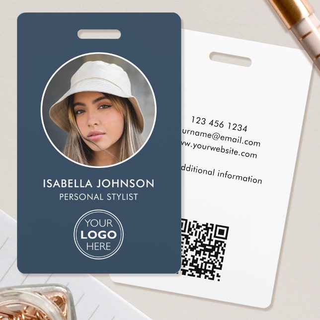 Crachá de ID de Funcionário Personalizado Moderno  (Criador carregado)