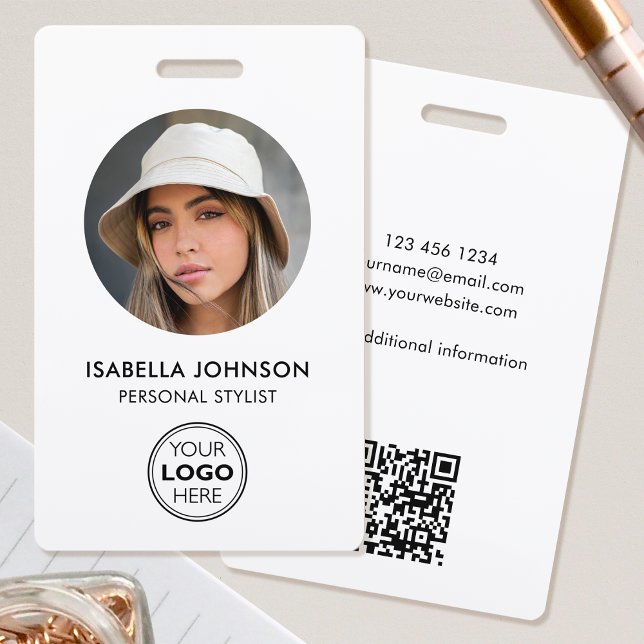 Crachá de ID de Funcionário Personalizado Moderno  (Criador carregado)