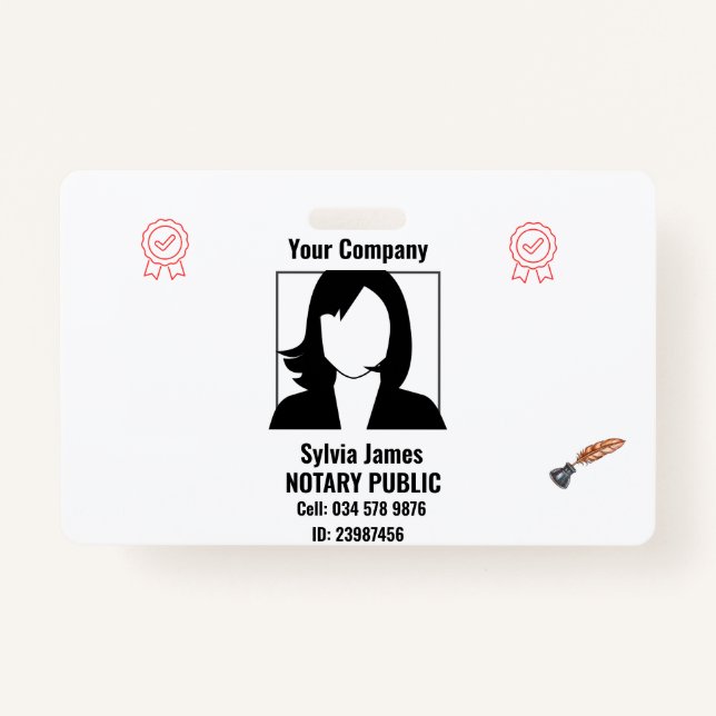 Crachá de ID de funcionário preto e branco persona (Frente)