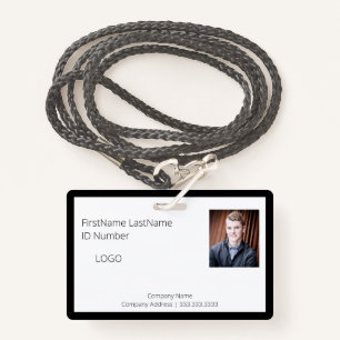 Crachá de ID de funcionário preto profissional com