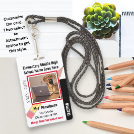 Crachá de ID de Funcionarios do Professor Escolar 