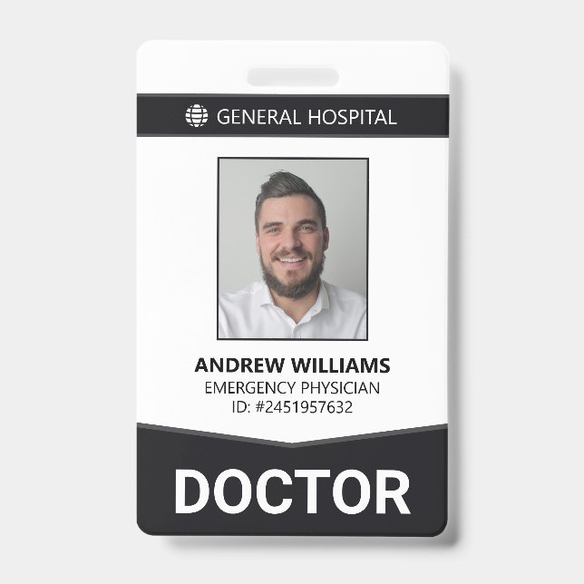 Crachá de ID de Funcionarios Médico do Hospital Mé (Frente)