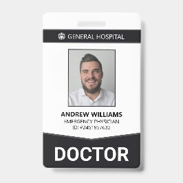 Crachá de ID de Funcionarios Médico do Hospital Mé