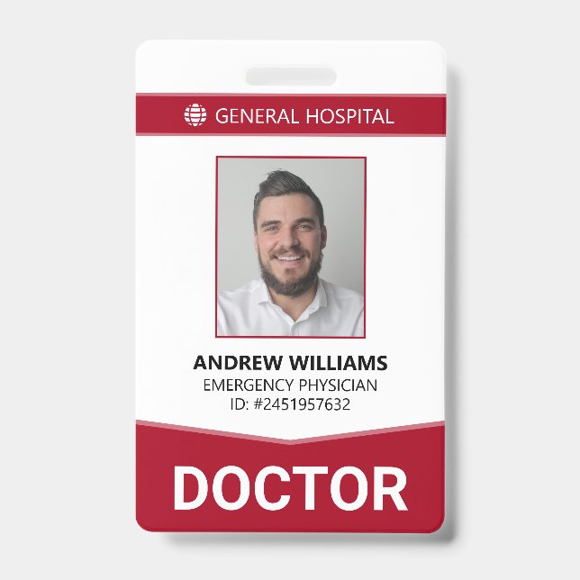 Crachá de ID de Funcionarios Médico do Hospital Mé (Front)